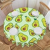Super süße grüne Avocados, runde Tischdecke, 152,4 cm, für drinnen und draußen, wasserdichte Tischdecke, dekorativ für Küche, Esstisch, Partys und Camping