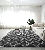 Amazinggirl Hochflor Teppich wohnzimmerteppich Langflor 200 x 300 cm - Teppiche für Wohnzimmer flauschig Shaggy Schlafzimmer Bettvorleger Outdoor Carpet Grau mit Muster