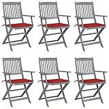 Camerina Klappbare Gartenstühle 6 STK. mit SitzKissen Klappbarer Outdoor-Stuhl Klappbar Gartenstuhl Outdoor BalkonstüHle GartenstüHle Set Massivholz Akazie 3065413
