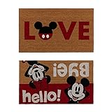 Gertmenian Mickey Mouse Teppich | Kokosfaser Haustürmatte (2er-Pack) | Outdoor-Matten für den Eingang | Retro-Willkommensmatte | Disney-Heimdekoration | je 50,8 x 86,4 cm, Love/Hallo, 47533