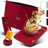 Home Genius® | 18er Premium Platzset mit Aufbewahrungstasche 40x30cm | rot | 5mm Tischset aus Filz - abwischbar & waschmaschinenfest | Teller-Untersetzer, Bestecktasche und Glasuntersetzer