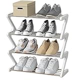 Schuhregal Klein, 4-Stöckiges Kleines Schuhregal, Mini-Schuhregal-Organizer, Stabiles, Schmales Schuhregal, Aufbewahrungs-Organizer für Schrankeingang, Flur, Schnelle Montage, 45 x 19 x 51 cm