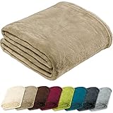 REDBEST Microfaserdecke Amarillo, Fleece-Wohndecke, Kuscheldecke, Sofadecke beige Größe 130x180 cm - kuscheliger Teddyfleece, extra weich und warm, pflegeleicht, waschbar