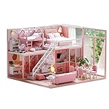 YUACY Puppen Haus Kit,DIY Puppe Haus 3D Holz Montage Mini Puppe Haus Spielzeug Schlafzimmer KüChe Bad MöBel Set Spaß Montage Spielzeug Geschenke,Meet,L