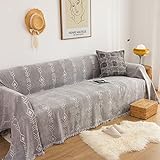 Homxi Sofabezug 3 Sitzer Ecksofa,Sofa Universal Bezug mit Pfeil Couchbezug Chenille Sofa Handtuch Grau Weiß Bezug Sofa 180x260CM