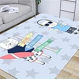 DJHWWD Kinderzimmer Teppiche Mädchen blau Teppich Schlafzimmer Babyzimmer Teppich Junge Cartoon Muster Teppich für Kinder 160x230CM