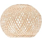 SOLUSTRE Woven Lampe Schatten Rattan Tisch Lampe Schatten Handarbeit Gewebt Wicker Rattan Lampenschirm für Schlafzimmer Bauernhaus Wohnzimmer Licht Gelb