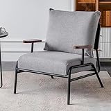 LEIYTFE Atmungsaktiver Stoffsessel Für Das Wohnzimmer,Moderner Loungesessel Dick Gepolstert,Sessel Side Sofa Stuhl, 105° Neigung Der Rückenlehne, Akzentstuhl (Color : Grey)