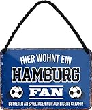 schilderkreis24 – Fußballschild Deko Artikel Sport Verein Geschenkidee Männer Club Fußball Fan 18x12 cm (Hamburg Fan)