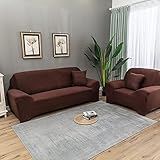 Hochelastische Sofabezüge, Stretch-Sofabezüge, moderner Sofabezug, rutschfester Möbelschutz für 1-, 2-, 3-, 4-Kissen-Sofas, maschinenwaschbar mit rutschfestem Schaumstoff, braun, 1-Sitzer (90–140 cm)