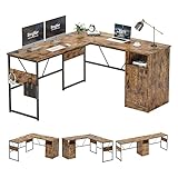 Bestier L-förmiger Schreibtisch mit Aufbewahrungsschrank, 152,4 cm, Eck-Computertisch, moderner Schreibtisch, Langer Schreibtisch, wendbares Design, Arbeitsplatz-Tisch für 2 Personen