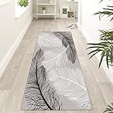 ZUZEKU Läufer Teppich Lang Flur rutschfest Kücheteppich Grau 50X80cm Teppichmatten Teppichläufer Waschbar und Dauerhaft, Korridor Teppich Schlafzimmer Wohnzimmer Eingang Schmutzfangmatte Meterware