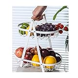 2 Tier Obst Etagere Obstschale, 32CM Obstkorb, Obst Schüssel Brotkorb, Gemüse Brotkorb Modern für Küchendekoration, Gemüse, Obst, Snacks (Weiß)
