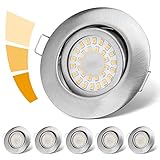 LED Einbaustrahler 230V Flach Dimmbar LED Spots 3 stufe Dimmbar 6W IP44 Bad Einbauleuchten Deckenspots Deckenstrahler,Warmweiß 3000K Schwenkbar Einbauspots für Badezimmer Küche Wohnzimmer,6er Set