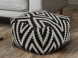 casamia Sitzwürfel Fußhocker Sitzhocker 55x37x55 cm Pouf Kelim Bodenkissen Peru schwarz Taupe gelb türkis Farbe schwarz