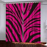 Vorhänge Blickdicht Mit Ösen 3D Druck Rosa Zebra-Textur Verdunkelungsvorhang Wohnzimmer Schlafzimmer Küche Fenstergardinen 182(B) X214(H) cm Ösenvorhang 2Er Set Dekoschals Vorhän