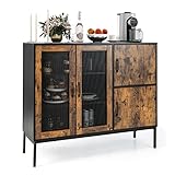 GOPLUS Sideboard, Buffetschrank mit 3 Ablagen, 2 Schränke, Küchenschrank Aufbewahrungsschrank Vintage für Küche & Wohnzimmer, 120 x 40 x 100cm