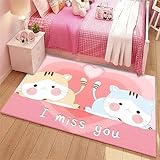 DJHWWD Outdoor Teppich Balkon Teppich Dekoration Rosa Cartoon-Katzen Muster Restaurant Langlebig Area Rugs 160X230Cm Teppich Jungen Jugendzimmer 5Ft 3''X7Ft 6.6''