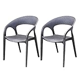 JHKZUDG Außenterrasse Rattan Stuhl Set Von 2,Bistro Rattan Chair,Korbsessel des Weiden Innennutzung Im Freien Für Veranda, Garten, Balkon, Deck