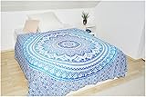 Collido Mandala Wandtuch aus Indien I 100% Baumwolle I ca. 210x220 cm I Indisches Bohemian Tuch I DEKO Wohnzimmer I Indischer Wandteppich als Überwurf oder Tagesdecke für Couch/Bett in Queen Size