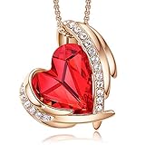CDE Kette Damen Rosegold Herz Halskette für Frauen Schmuck mit Elegante Geschenkverpackung Geschenk für Sie Frau Freundin Mama Valentinstag/Party/Hochzeitstag/Jubiläum/Geburtstag/Weihnachten