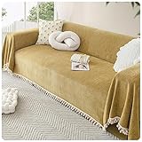 WOBblo Extra Großer Deckenüberwurf Für Sofas, Sofas Und Betten, Einfache Einfarbige Chenille-Überwurfdecke, Vielseitige Dekorative Überwürfe Für Couch, Sofa, Bett, Sessel,Khaki,180x180cm