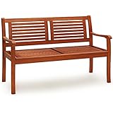 Casaria Gartenbank Bologna Wetterfest Eukalyptus Holz FSC® 120x60x90cm 320kg Belastbarkeit Balkon Terrasse Parkbank Balkonbank Sitz Bank 2-Sitzer