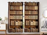 YISUMEI - Gardinen Blickdichter - Bücherregal Bücher,245 x 140 cm 2er Set Vorhang Verdunkelung mit Ösen für Schlafzimmer Wohnzimmer