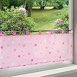 Delindo Lifestyle® Scheibengardine rosa Sterne, Gardine mit Sternmotiv für Mädchen, 45x120 cm, Moderne tranparente Bistrogardine für das Kinderzimmer