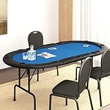 TOYOCC Tische, Poker- und Spieltische, 10-Spieler-Poker-Tisch, blau, 206 x 106 x 75 cm