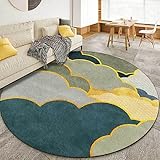 ARUGYTEI Teppich Rund,Blau, grün, gelb orange geometrisches Muster,Kurzflor Teppiche Moderner für Stuhl Sofa Wohnzimmer Schlafzimmer Kinderzimmer Couch, Yellow, ø 70 cm