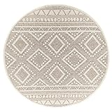 the carpet Calgary - robuster Outdoor Teppich, modern, Wetterfest & UV-beständig, für Balkon, Terrasse und Wintergarten, flach, auch für Küche oder Esszimmer, Beige, 120 cm Rund