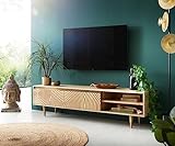 DELIFE TV-Board Budaya Mango Natur 175 cm 2 Türen 2 Fächer Lowboard Fuß rund