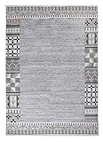 THEKO | Moderner Teppich aus 100% Schurwolle mit Muster | aufwändig handgetuftet | Natur Grau | 250x350 cm | Royal Natur