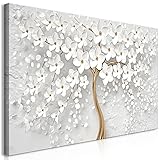 murando Wandbild Mega XXXL Abstrakt 200x100 cm Einteiliger XXL-Format Kunstdruck zur Selbstmontage Leinwandbilder moderne Bilder DIY Wanddekoration Wohnung Deko Baum Blumen Gold weiß b-B-0475-ak-e