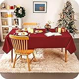 Amazon Brand - Umi Wasserdicht Weihnachten Tischdecke Abwaschbar Lotuseffekt Tischwäche in Küche 140x180 cm Rot