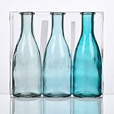 Sandra Rich 3er Pack Flaschenvasen Bottle H. 18,5cm D. 6,5cm blau türkis Glas