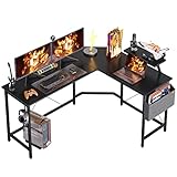 Cubiker Moderner L-förmiger Computertisch, 150 x 120 cm PC-Tisch, Stabiler Schreibtisch für Gaming, Eckschreibtisch mit Monitorständer und Aufbewahrungstasche, ecktisch groß bürotisch, Schwarz