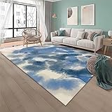 DJHWWD Design Teppich Abstrakte Tinte und Moderne Einfachheit Teppich waschbar blau Teppich Kinderzimmer Mädchen120x160CM