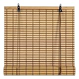 Cy.curtain bright Bambus-Rollo für den Innenbereich, Jalousien aus Holz, Sonnenschutz und Privatsphäre, für Fenster und Tür, 90 x 175 cm