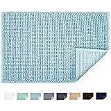 JARITTO Badematte rutschfest Badvorleger Mit Chenille Mikrofaser Badezimmerteppich Saugfähig Weich Maschinenwaschbar für Dusche Toilette 50 x 80 cm (Hellblau)