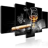 murando - Bilder Alkohol 200x100 cm Vlies Leinwandbild 5 tlg Kunstdruck modern Wandbilder XXL Wanddekoration Design Wand Bild - Alkohol Zigarre Poker Whisky i-A-0101-b-o