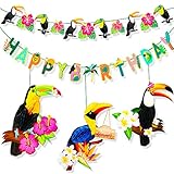 JeVenis Geburtstag Hawaii Aloha Party Banner Papagei Dekorationen Ananas Tiki Tropische Luau Dekorationen Aloha Zeichen Flagge Geburtstag Hochzeit Sommer Pool