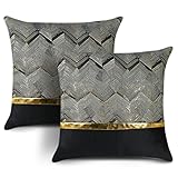 JOTOM Dekorative Kissenbezug Gold Heißpräge Dekokissen Sofakissen Kissenhülle 2er Moderne Weiche Edel Zierkissenbezug für Couch Bett Sofa Stuhl Outdoor Home Decor (Schwarz, 40x40cm)