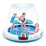 HOMCENT Planschbecken für Kinder, 140CM Sprinklermatte Aufblasbares Sommer-Wasserspielzeug für Kinder, Kleinkinder, Hunde, Wasserspielpads für den Garten im Freien