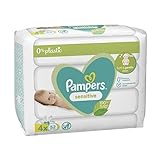 Pampers Sensitive Feuchttücher für Kinder, 4 Packungen à 52 Taschentücher = 208 Tücher, schonende Reinigung der empfindlichen Babyhaut