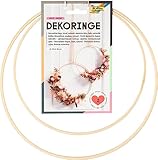 folia 24201 - Deko-Ringe in Natur, Holzringe zum Basteln, 2 Stück in 25 cm und 30 cm Durchmesser, Stärke ca. 4 x 10 mm