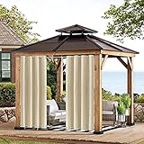 Outdoor Vorhang Wetterfest mit Ösen, Blickdicht Wasserdicht Outdoor Gardine 1 Stück für Garten Terrasse Pavillon Veranda Balkon, Beige B213XH213cm