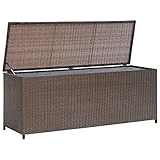 vidaXL Aufbewahrungstruhe Poly Rattan Braun Auflagenbox Gartentruhe Kissenbox