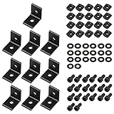 EYPINS 10 Stücke Winkelverbinder, Aluprofil 2020, 90 Grad Winkel Klammern L-Form Rechtwinklig Aluminium Bauwinkel Eckwinkel Eckverbinder Montagewinkel Ecke Wandhalter Klammer Für DIY Möbel (Schwarz)
